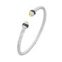 Silver & 18K Onyx Retro Italian Cable Bangle
