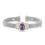 Silver, 18K, Diamond & Amethyst Cuff