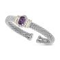 Silver, 18K, Diamond & Amethyst Cuff