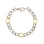 Silver & 18K Gold Oval Alternating Link Italian Cable Bracelet 