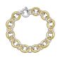 Silver & 18K Lucida Fancy Big Oval Link Bracelet