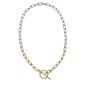 Silver & 18k Gold LUCIDA Oval Link T-Bar Necklace