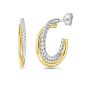 Silver & 18K Gold Round Traverso Hoop Earrings 