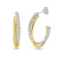 Silver & 18K Gold Oval Traverso Hoop Earrings 