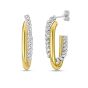 Silver & 18K Gold Paperclip Traverso Hoop Earrings 