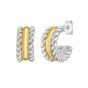 Silver & 18K Cable Huggie Hoops