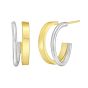Sterling Silver & 18k Gold Round Split C-Hoop