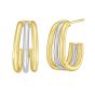 Sterling Silver & 18k Gold Triple Split C-Hoop