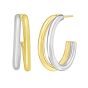 Sterling Silver & 18k Gold Oval Split C-Hoop