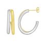 Sterling Silver & 18k Gold Oval Split C-Hoop
