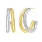 Sterling Silver & 18k Gold Round Split C-Hoop