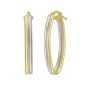 14K Two Tone Double Row Marquise Hoop Earrings