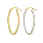 14K Two Tone Double Row Marquise Hoop Earrings