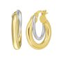 14K Two Tone Interlocked Hoop Earrings