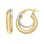 14K Two Tone Interlocked Hoop Earrings