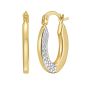 14K Two Tone Pave Hoop Earrings