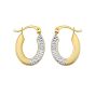 14K Two Tone Pave Hoop Earrings