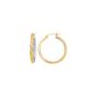 10K Gold Yellow Exterior, White Interior Diamond Cut Hoop Earring