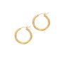 10K Gold 2x15mm Diamond Cut Hoop Earring