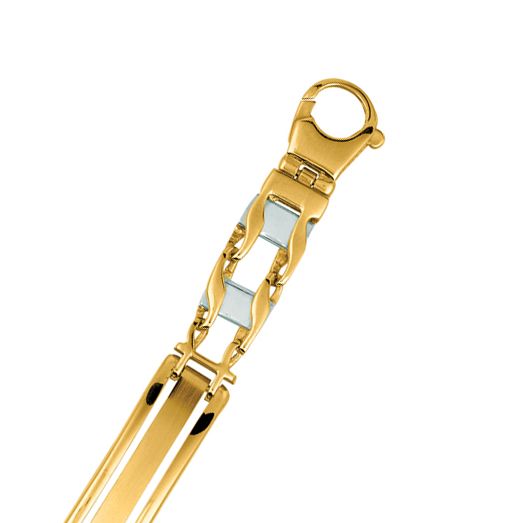 14K Yellow & White Gold Railroad Link Chain with Lobster Clasp