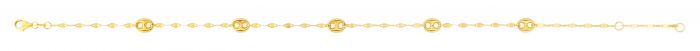 14K Gold Mirror Chain and Puffed Mariner Station Anklet