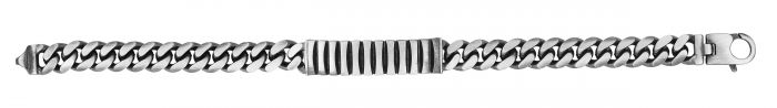Silver 9.2mm Men's Gunmetal ID Style Bracelet  