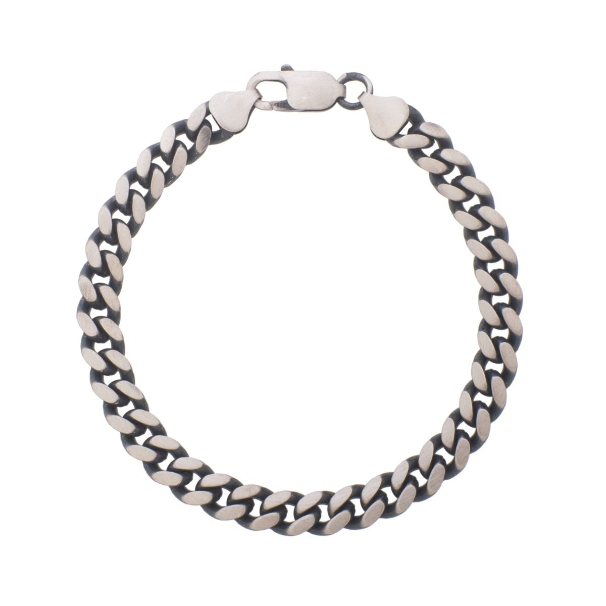 Silver Gun Metal Miami Cuban Bracelet 8.25 inch