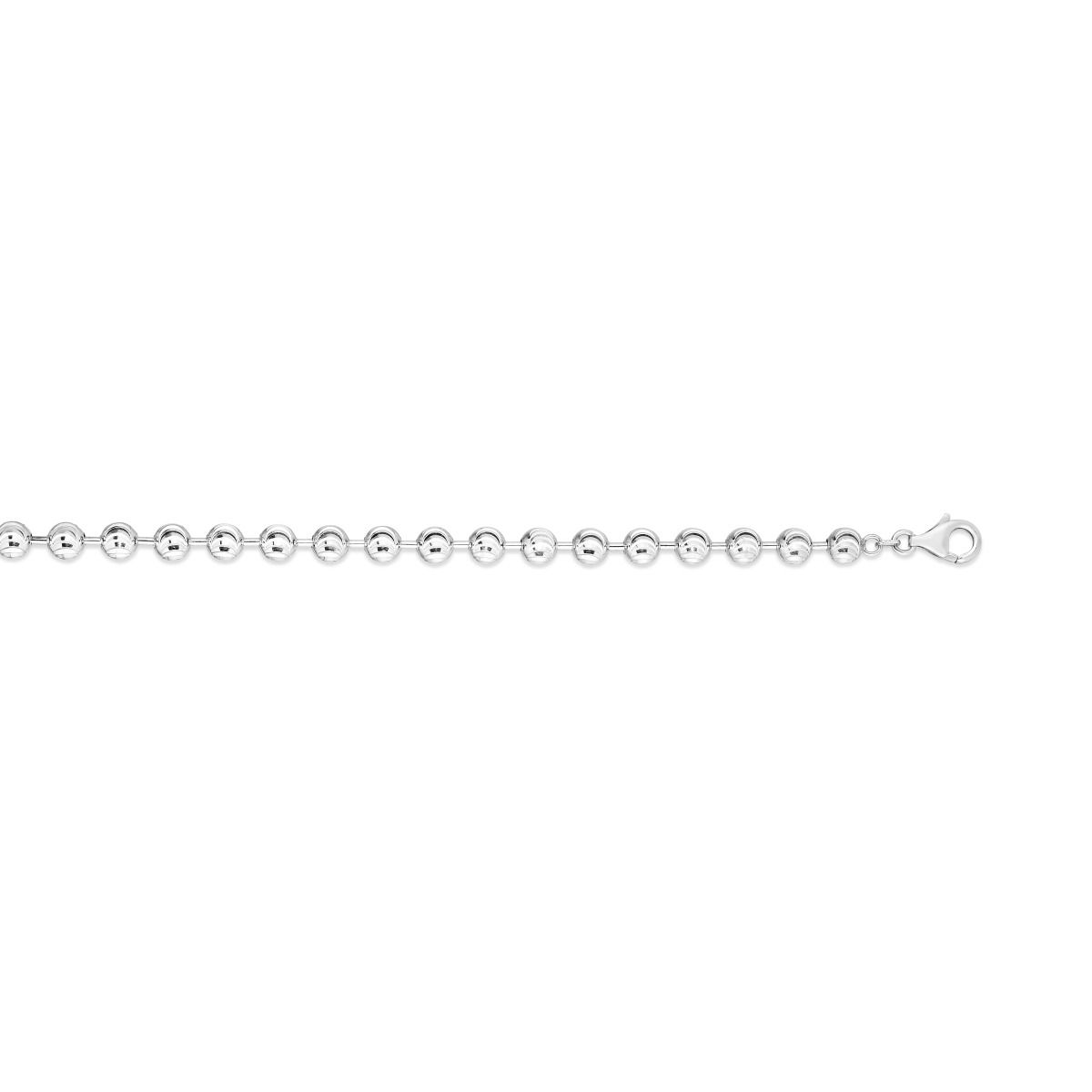 Sterling Silver 6mm Mooncut Bead Chain Bracelet 7.5 inch