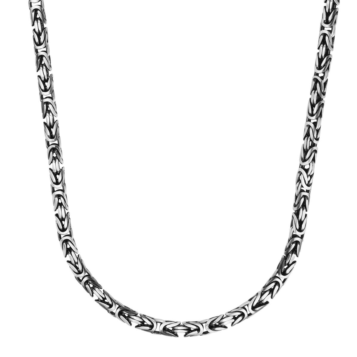 AGRC13184 Silver 5mm Men's Gunmetal Byzantine Chain | Royal Chain