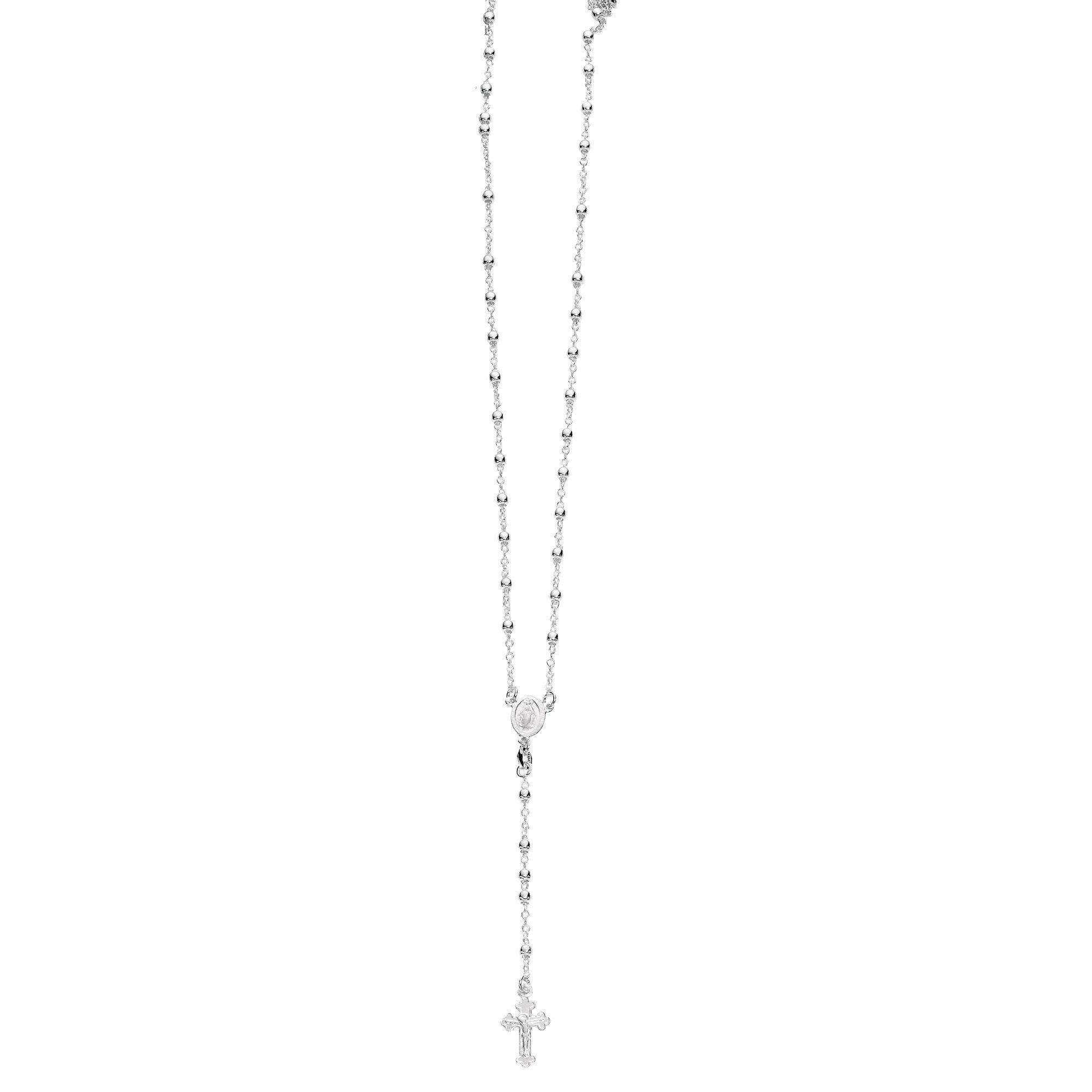Silver rosary necklace discount