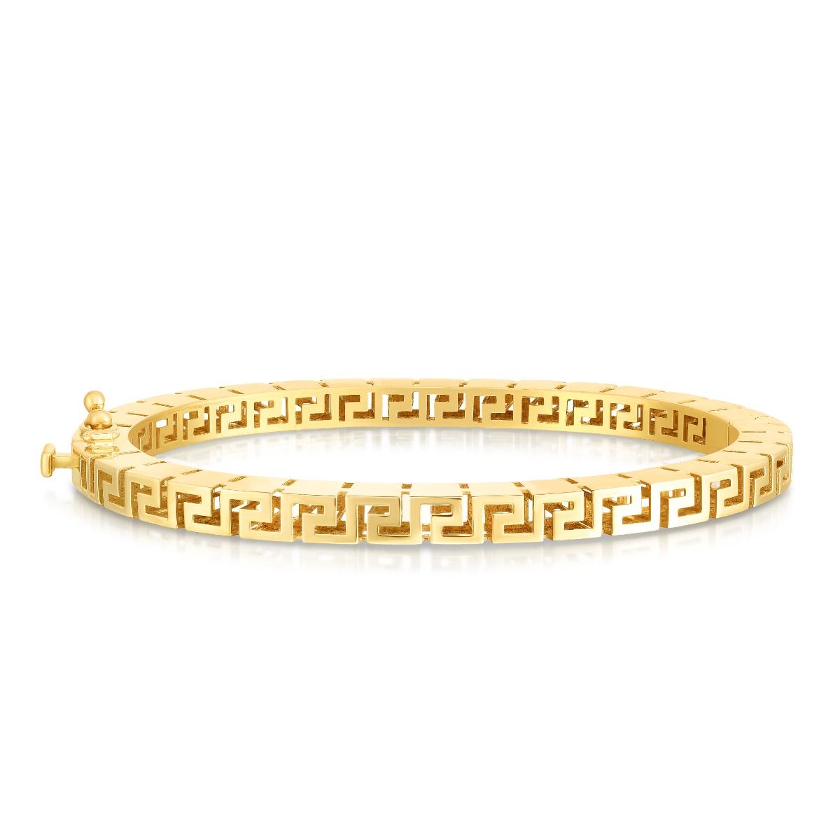 BG3480-07 14K Yellow Gold Polished Greek Key Bangle with Box