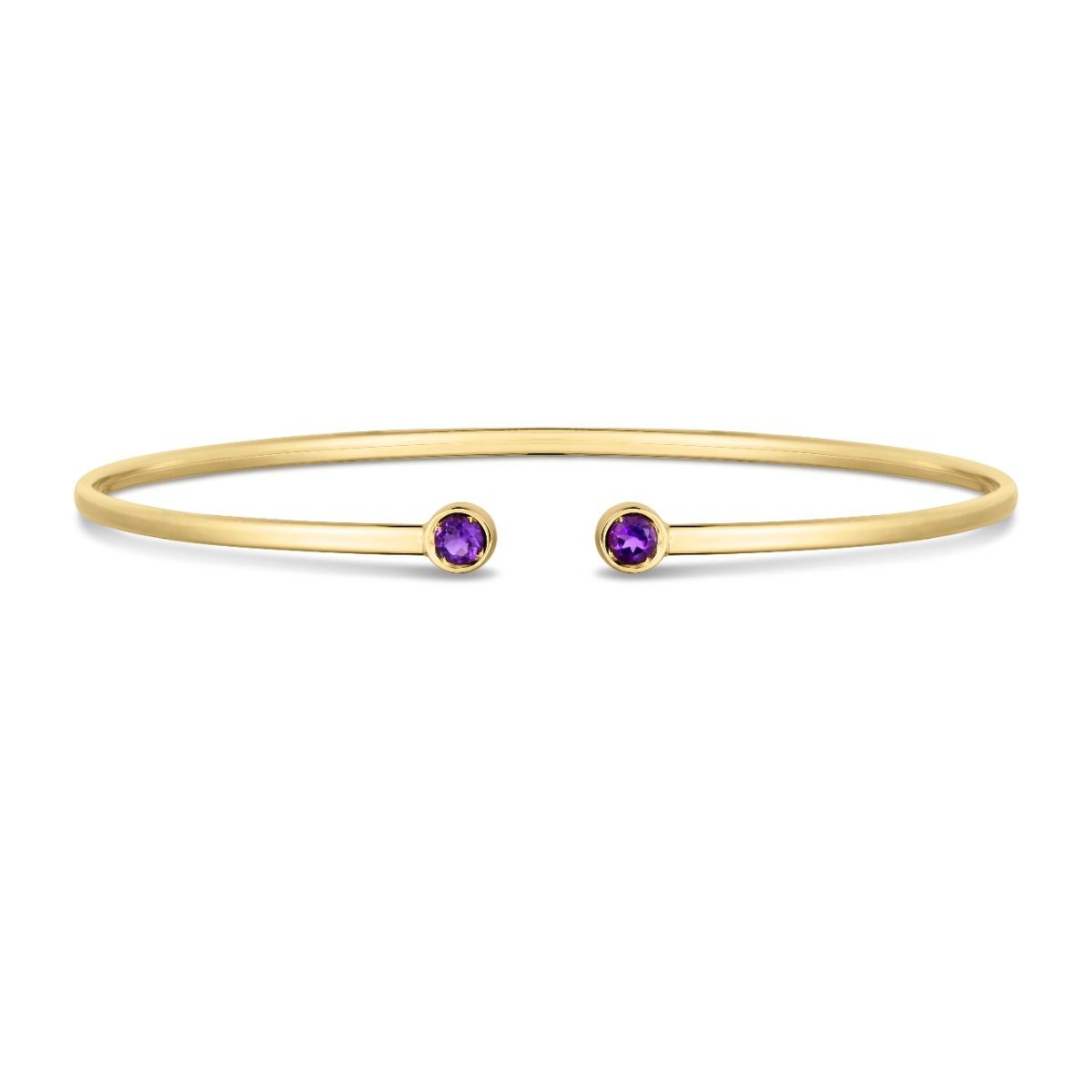 bg3597 14K Amethyst Open Cuff Bangle Royal Chain Group