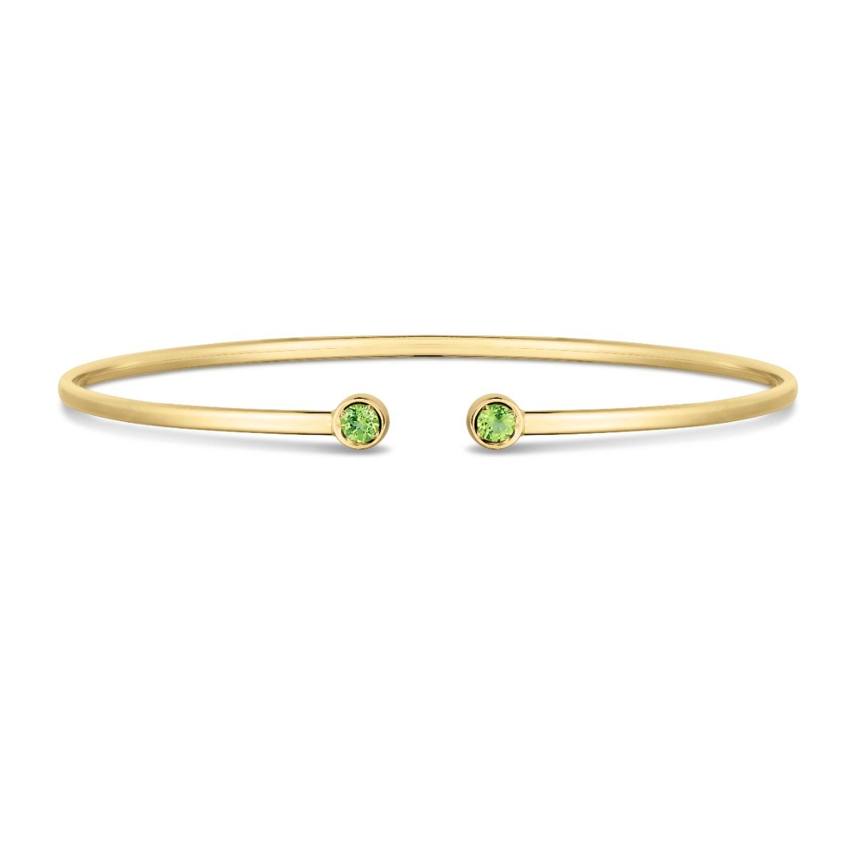 14k Gold Gemstone Open Cuff Bangle Bracelets