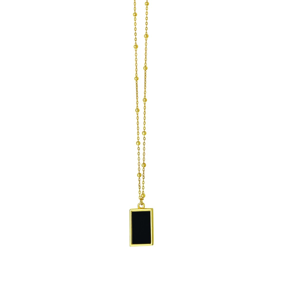 c16259-18 14K Onyx Geometric Gem Rectangle Necklace | Royal Chain Group