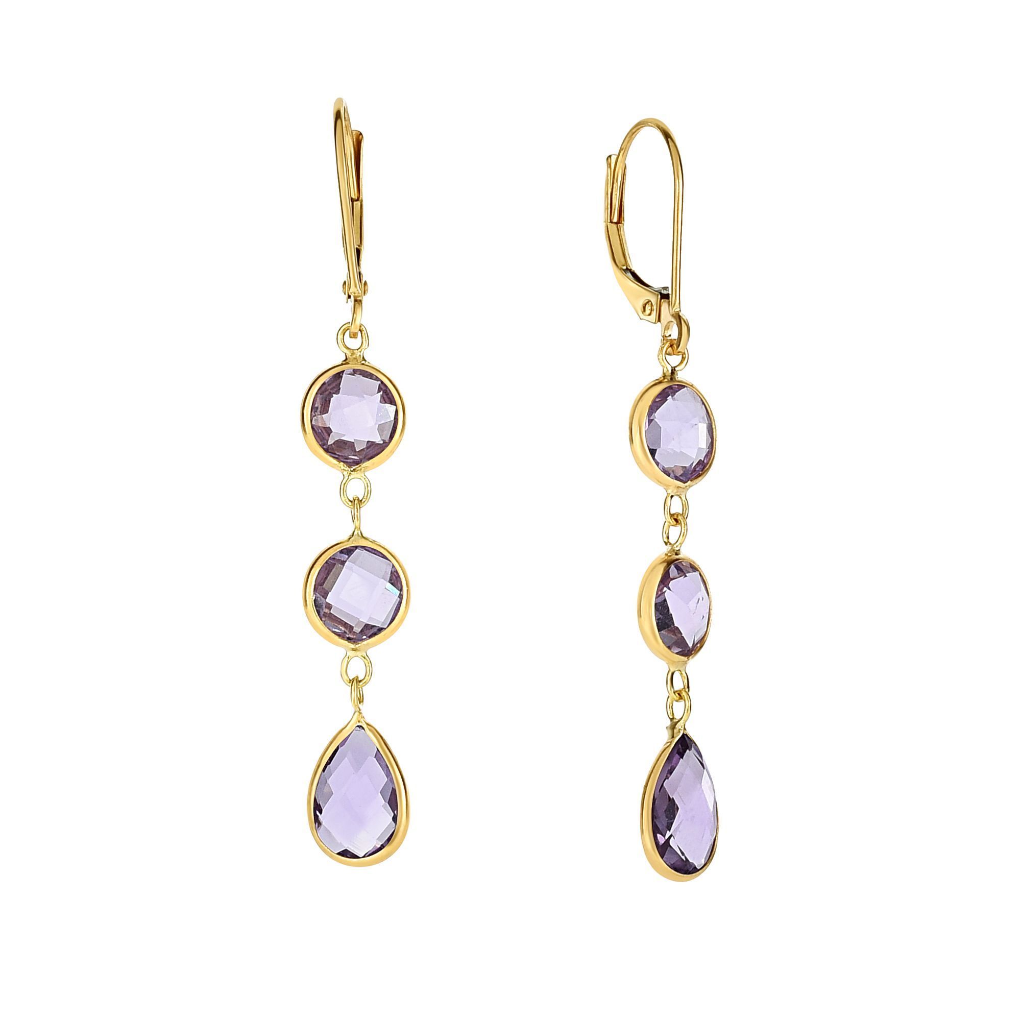 14K Gold Amethyst Drop Earrings ER5053