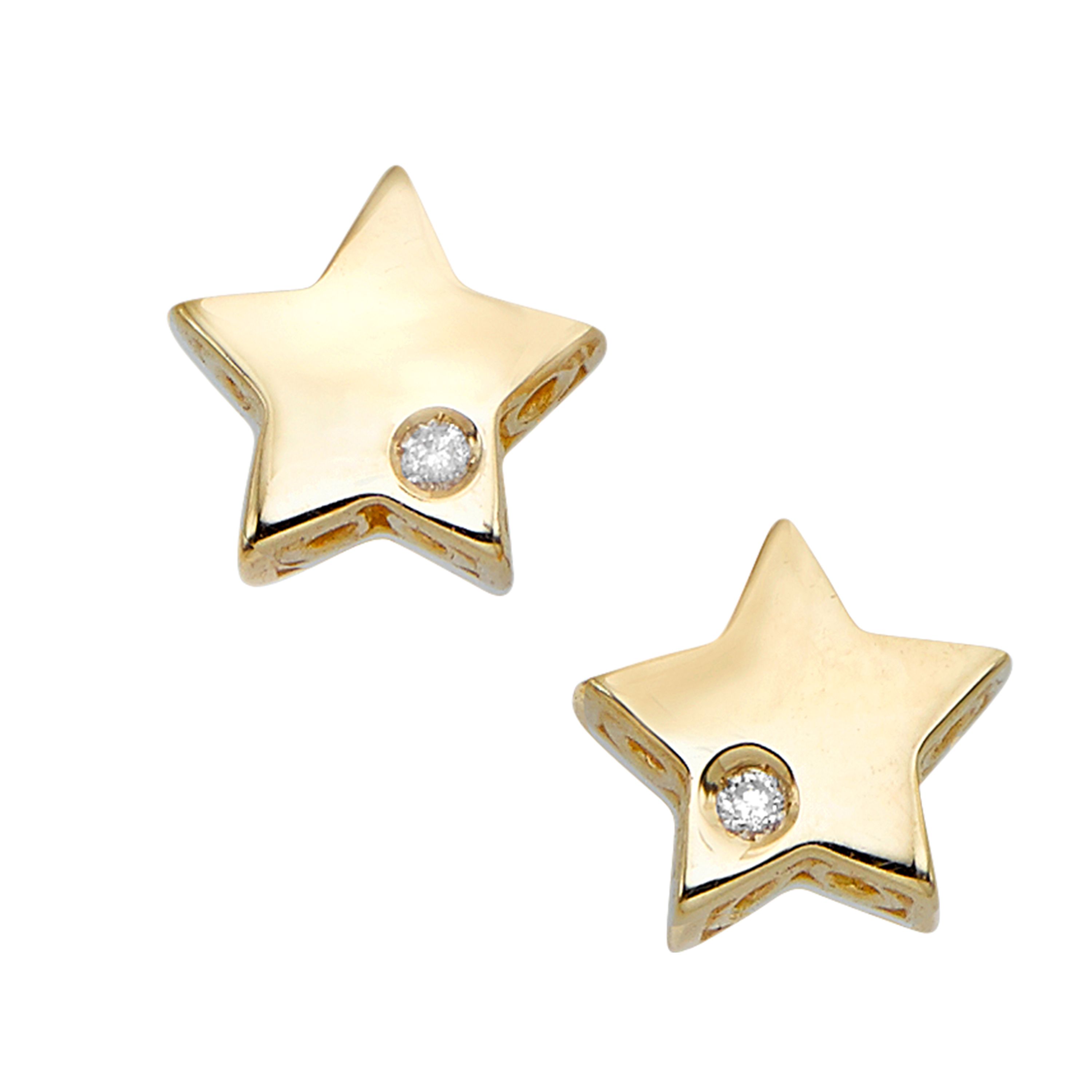 14k Gold .01ct Diamond Star Stud Celestial Earrings 14k Gold .01ct Diamond Star Stud Celestial Earrings