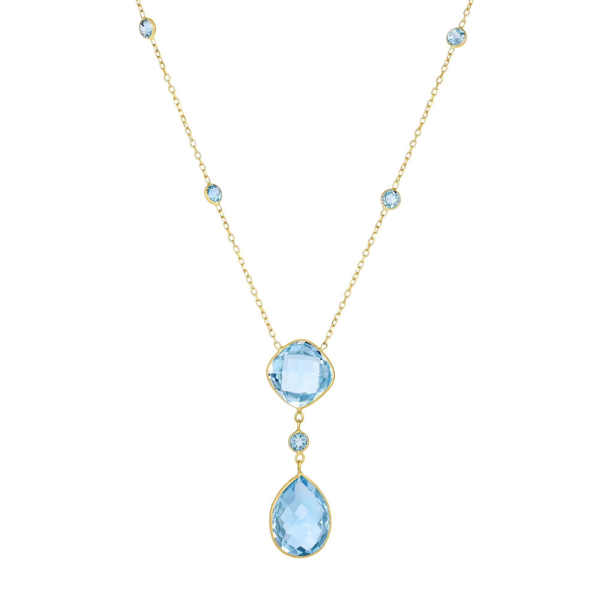 14K Blue Topaz Drop Necklace