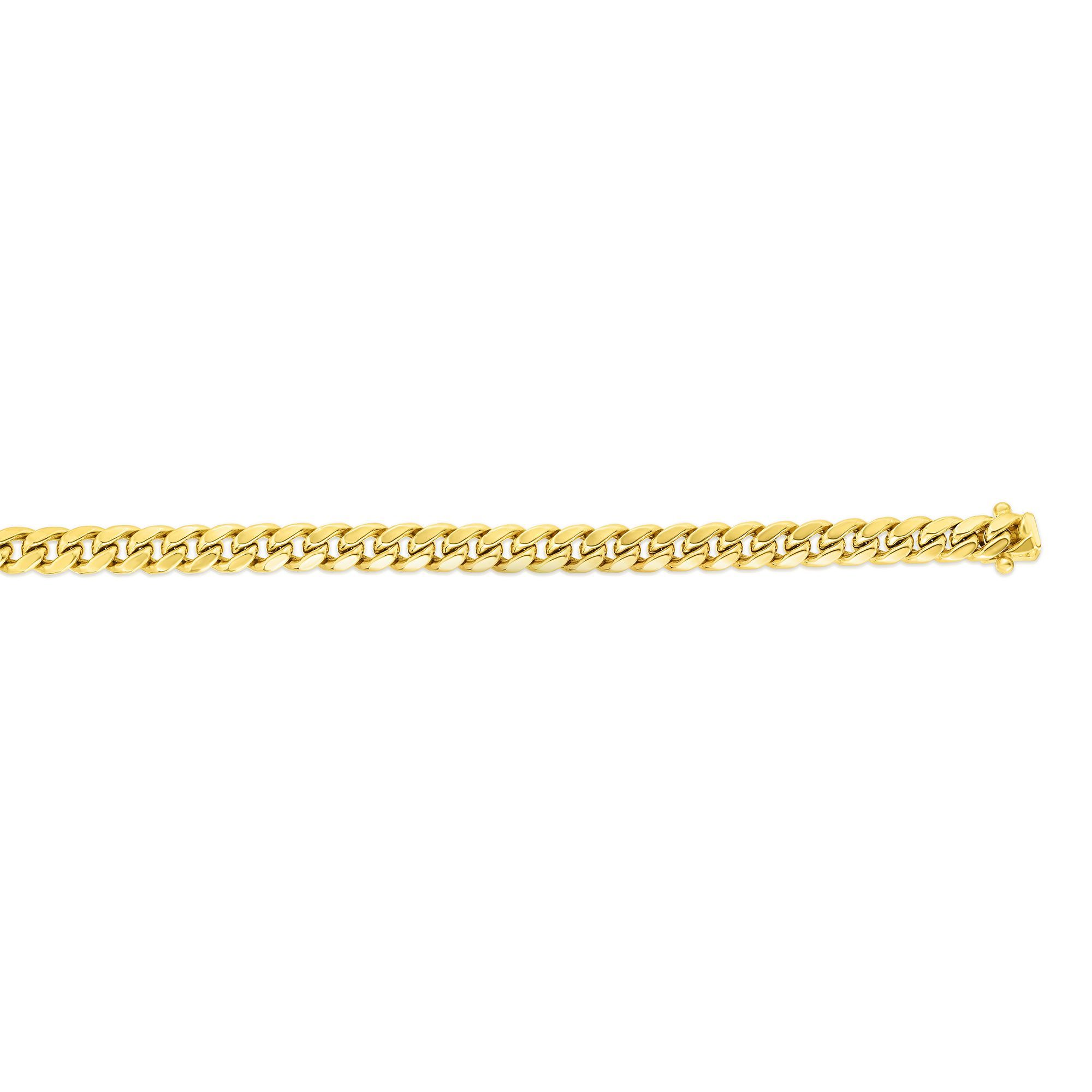 14K Yellow Gold 5mm Semi Solid Miami Cuban Chain with Box Clasp Royal Chain Group