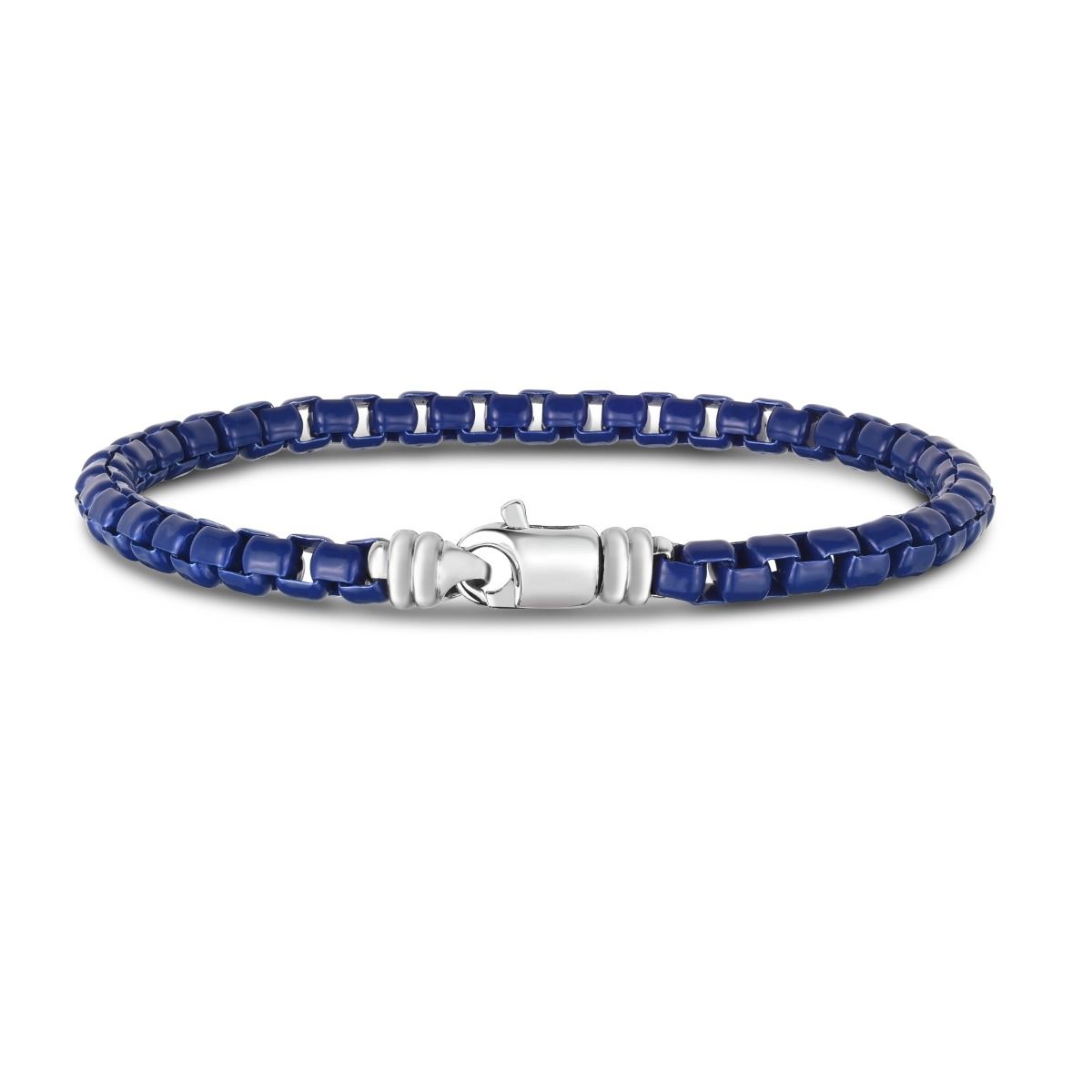 pgc15583-0850 Men's Silver Blue Box Link Bracelet | Royal
