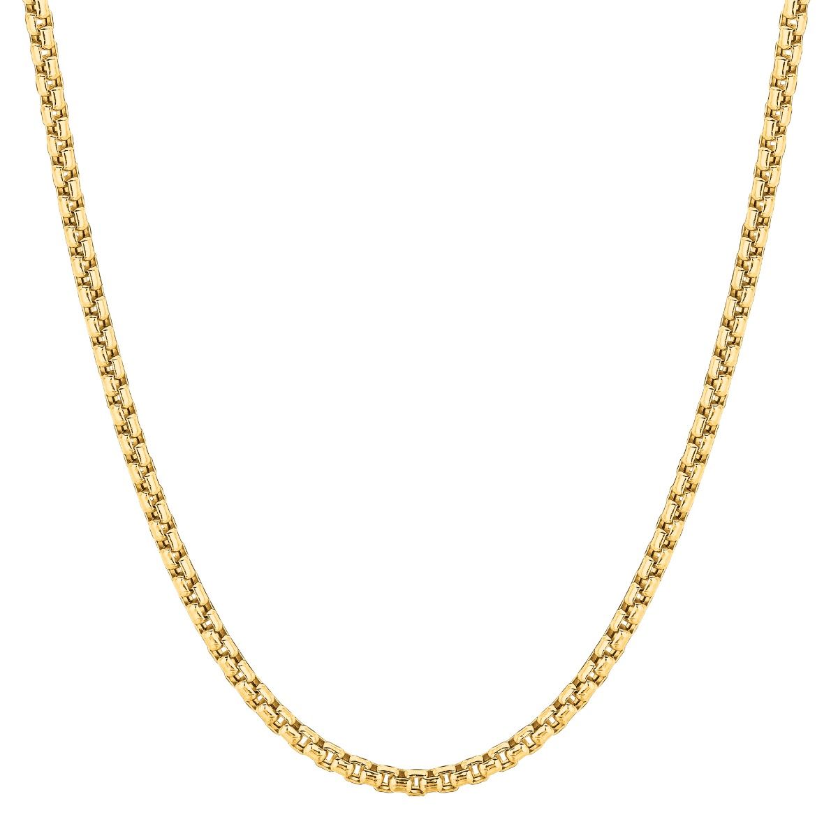 14K Gold 2.4mm Lite Round Box Chain with Lobster Lock