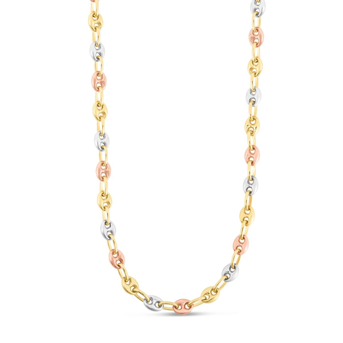 RC1050 14K Tri-color Gold Puffed Mariner Link Chain | Royal Chain Group RC1050 14K Tri-color Gold Puffed Mariner Link Chain | Royal Chain Group