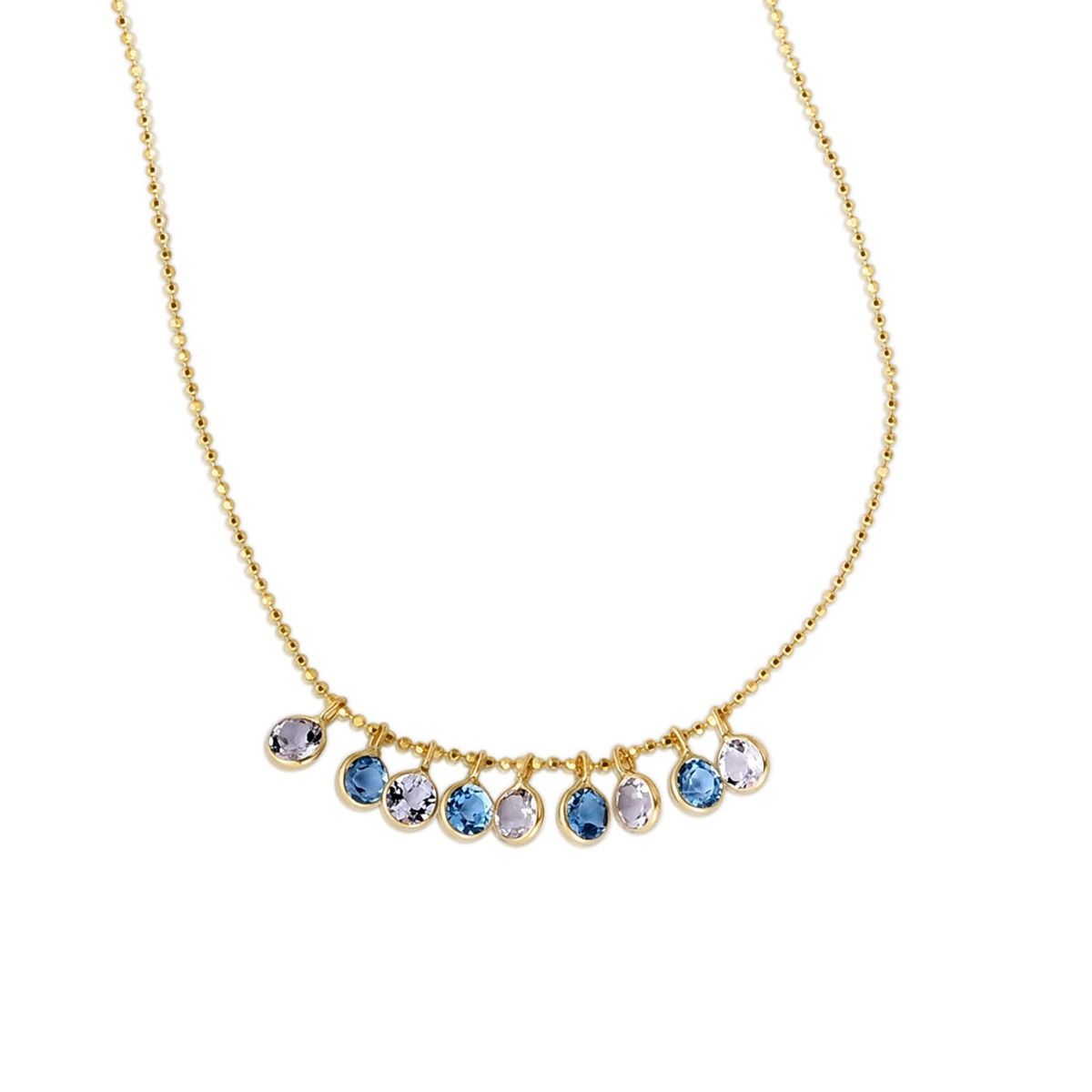 14K Gold Blue and White Topaz Dancing Drop Necklace 14K Gold Blue and White Topaz Dancing Drop Necklace