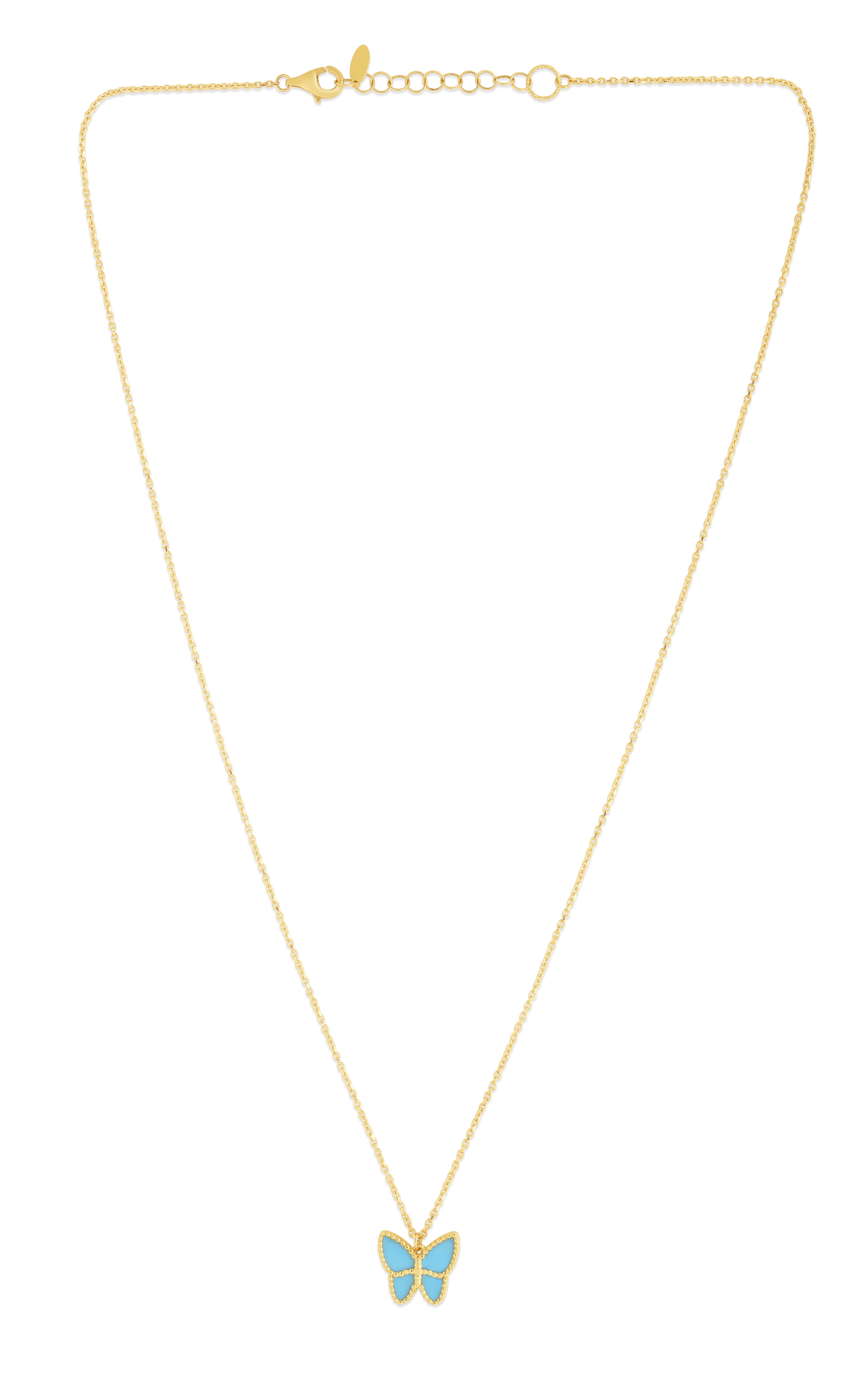 14k Gold Turquoise Butterfly Necklace 14k Gold Turquoise Butterfly Necklace