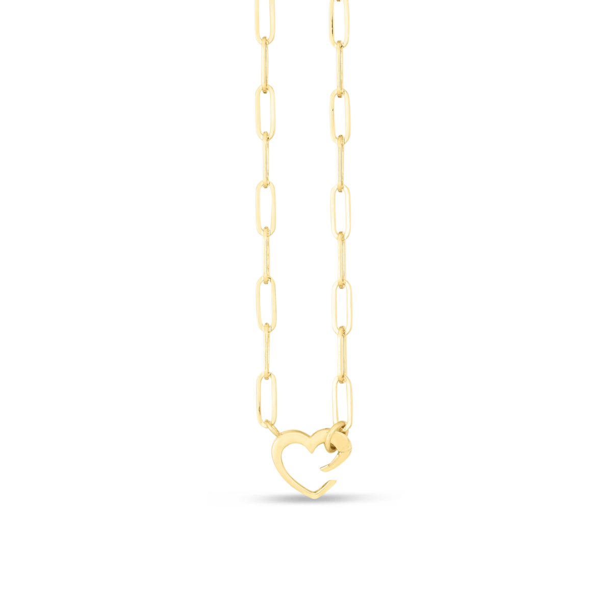 14k Gold Paperclip Push-Lock Heart Necklace 14k Gold Paperclip Push-Lock Heart Necklace