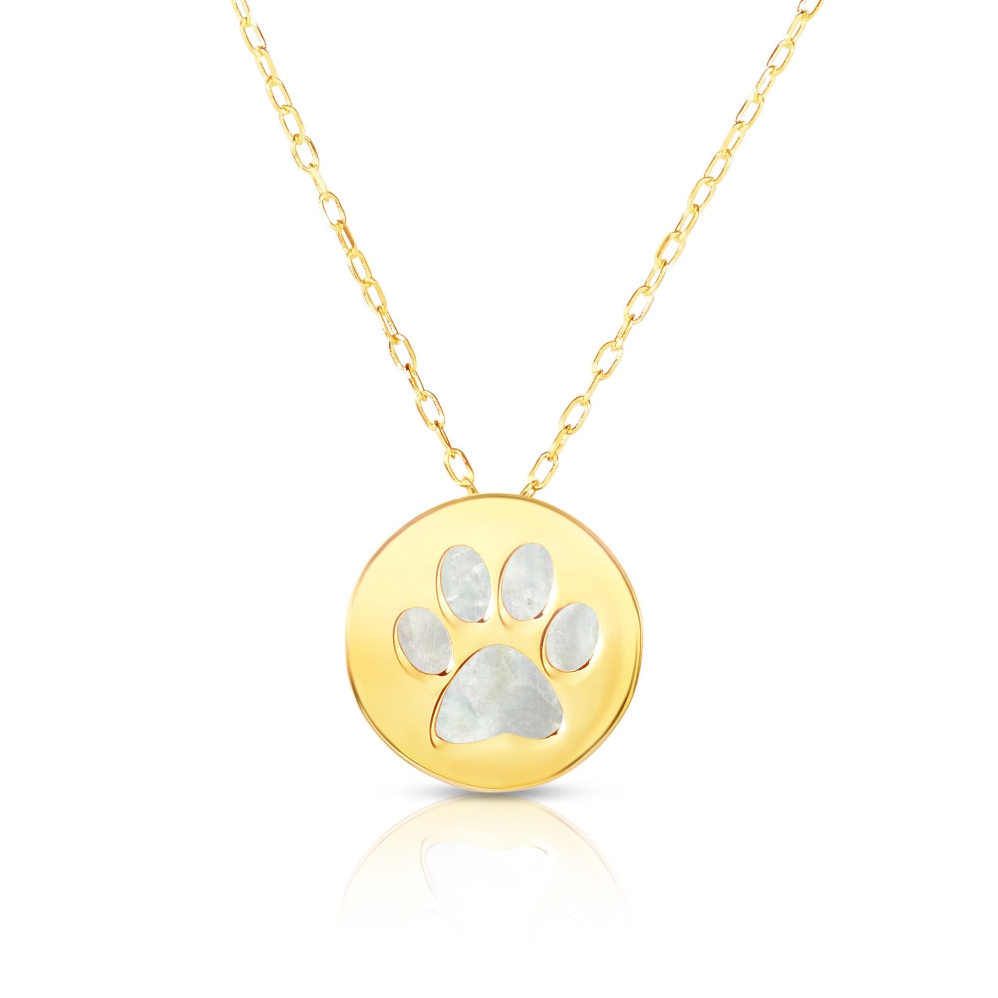 14K Gold Paw Print Mother of Pearl Necklace 14K Gold Paw Print Mother of Pearl Necklace