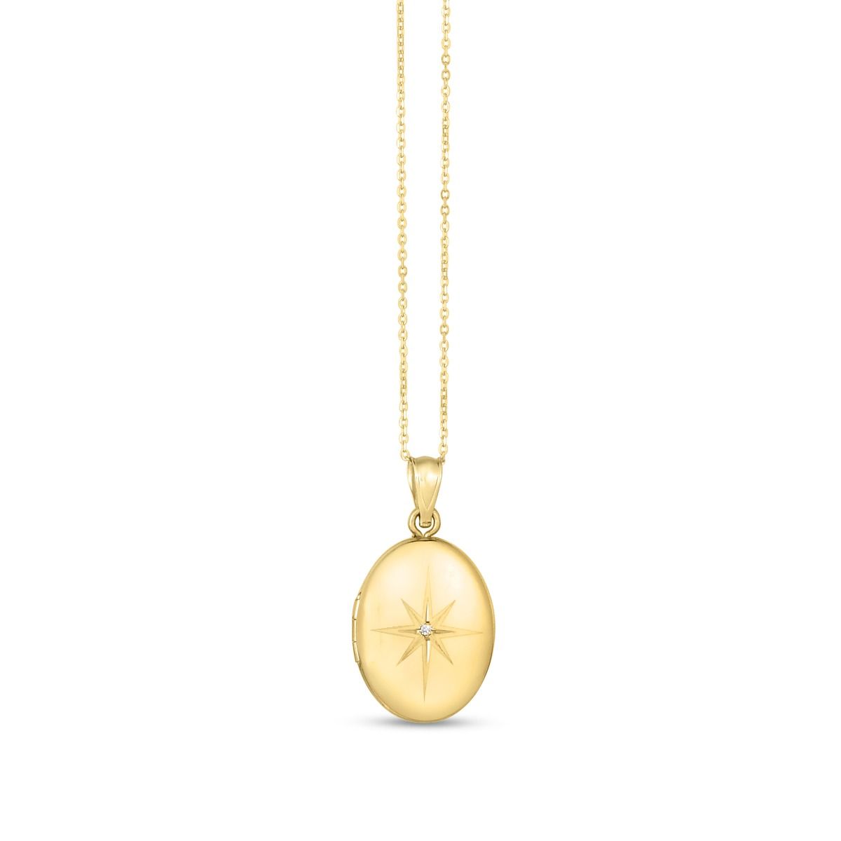 s3381 18 14K Diamond Oval North Star Locket Royal Chain Group