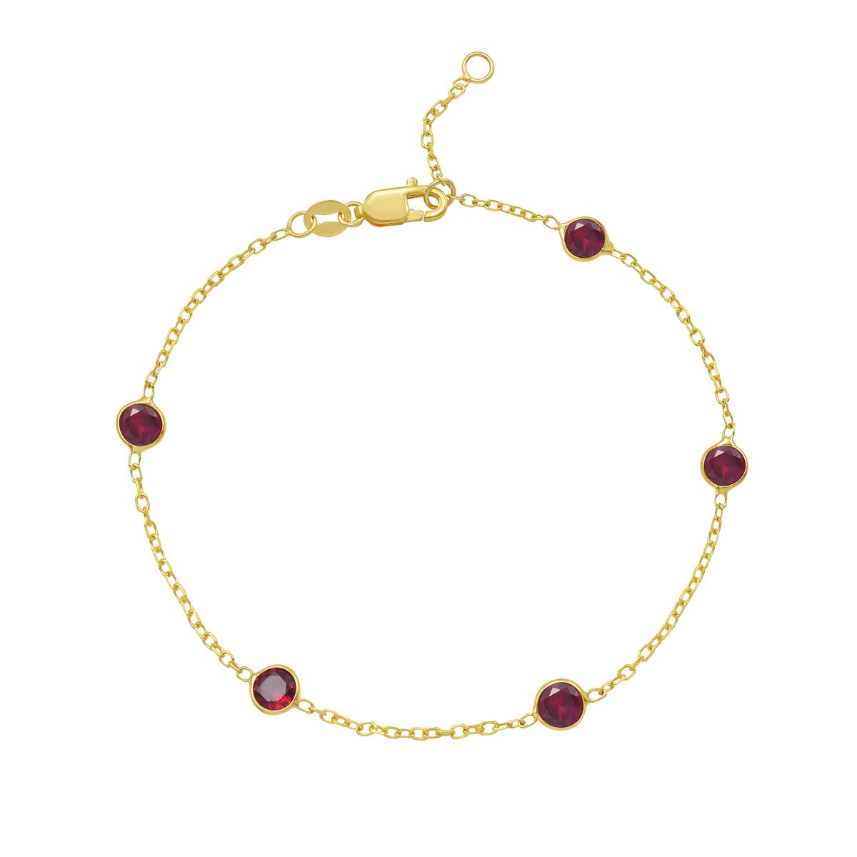 s5174-07 14K Ruby Station Bracelet | Royal Chain Group