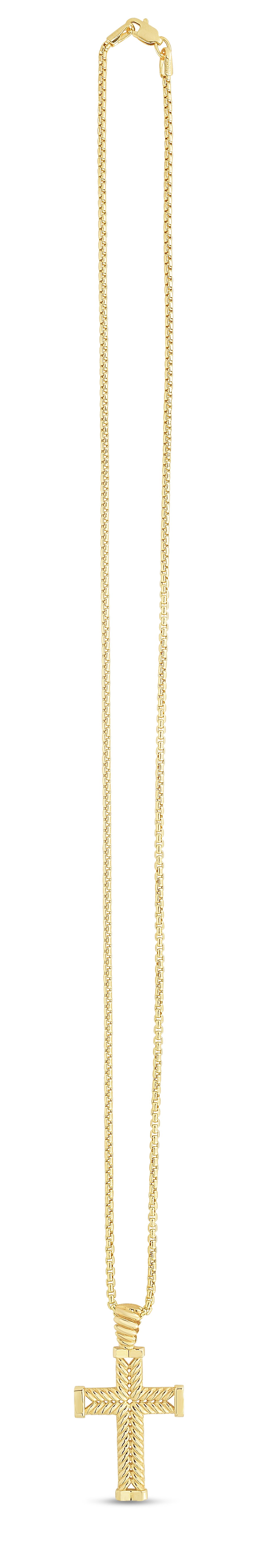 14K Gold Cross Pendant on 14K Gold 20
