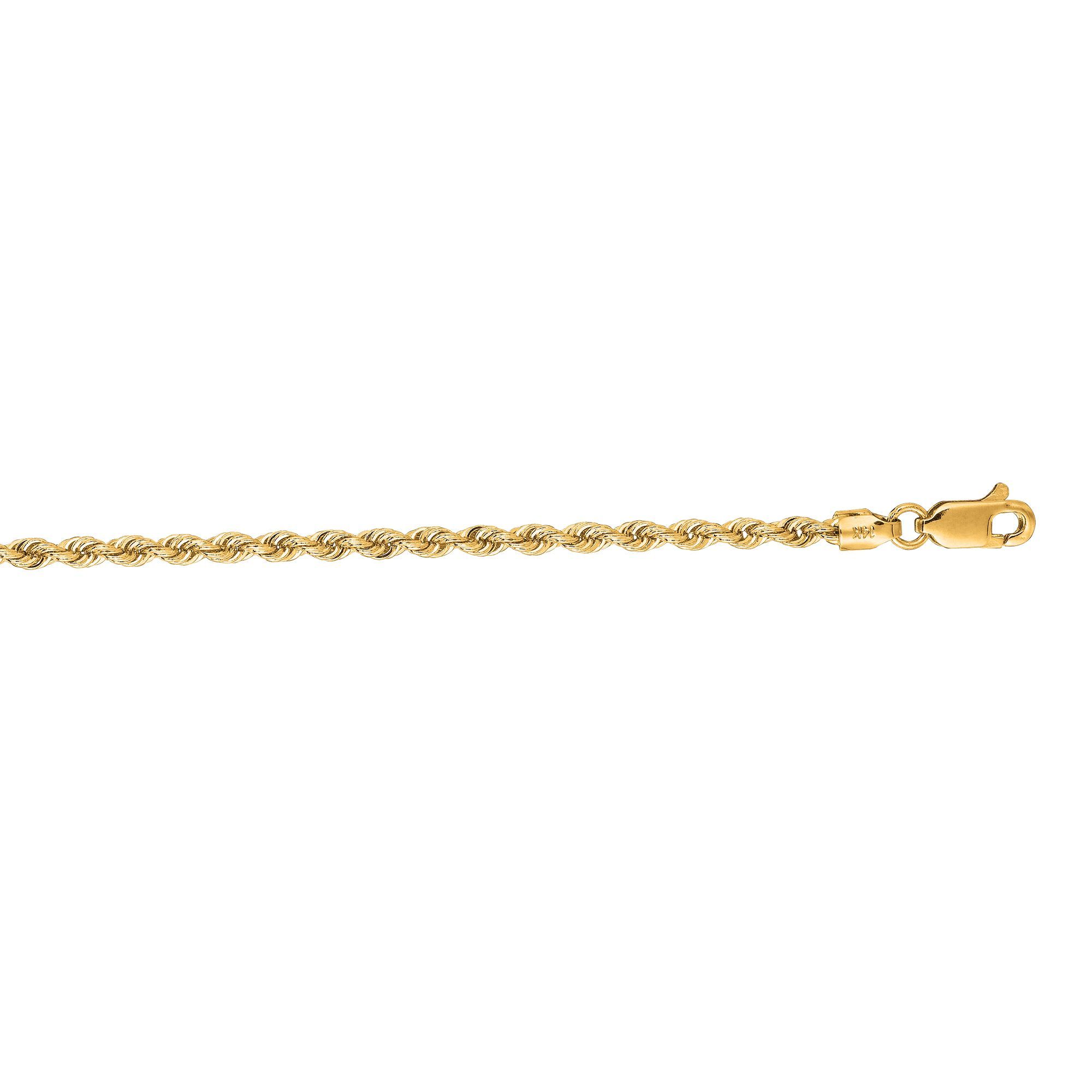 14K Gold 2.5mm Rope Chain with Lobster Lock Royal Chain Group