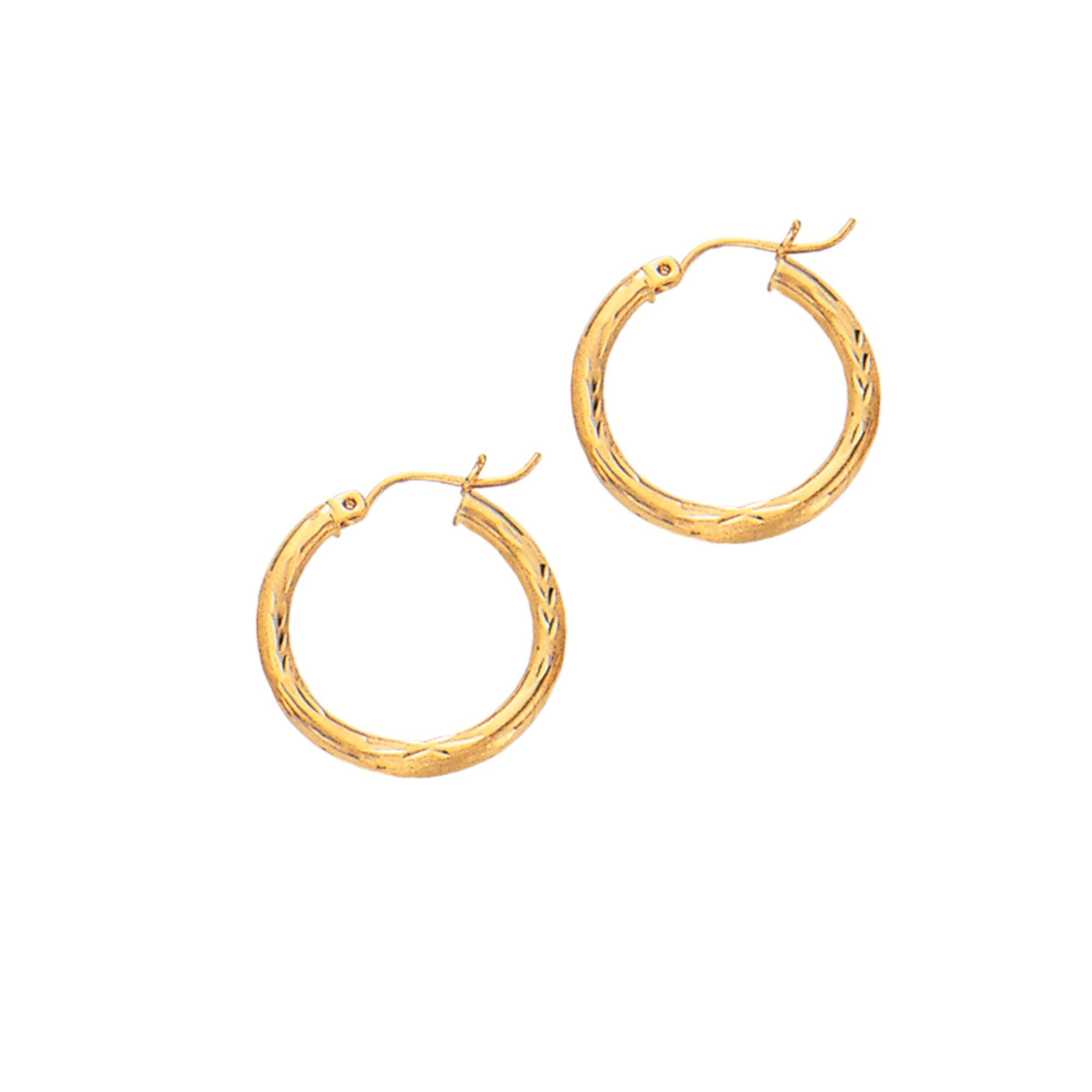 ZLT226 10K Gold 2x15mm Diamond Cut Hoop Earring | Royal